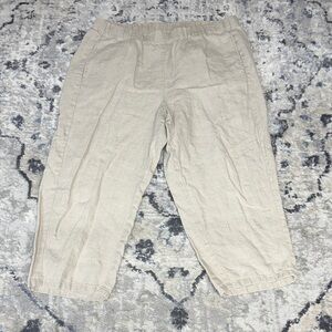 J.Jill Love Linen Crop Pants Women’s M Petite Beige Pull On Linen Capri